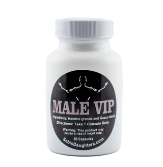 Image of Sebi's Daughters Male VIP Capsule Bottle containing 30 capsules of a mix of Hombre Grande and Guaco.