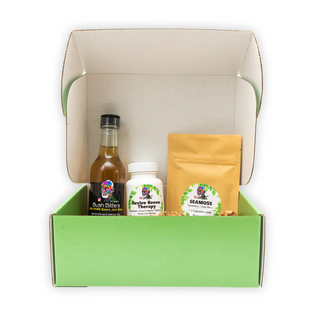 "Revive & Renew Package by Sebi's Daughters, featuring Revive & Renew Therapy Capsules, Sea Moss Capsules, and 5oz Bush Bitters for a holistic wellness experience."