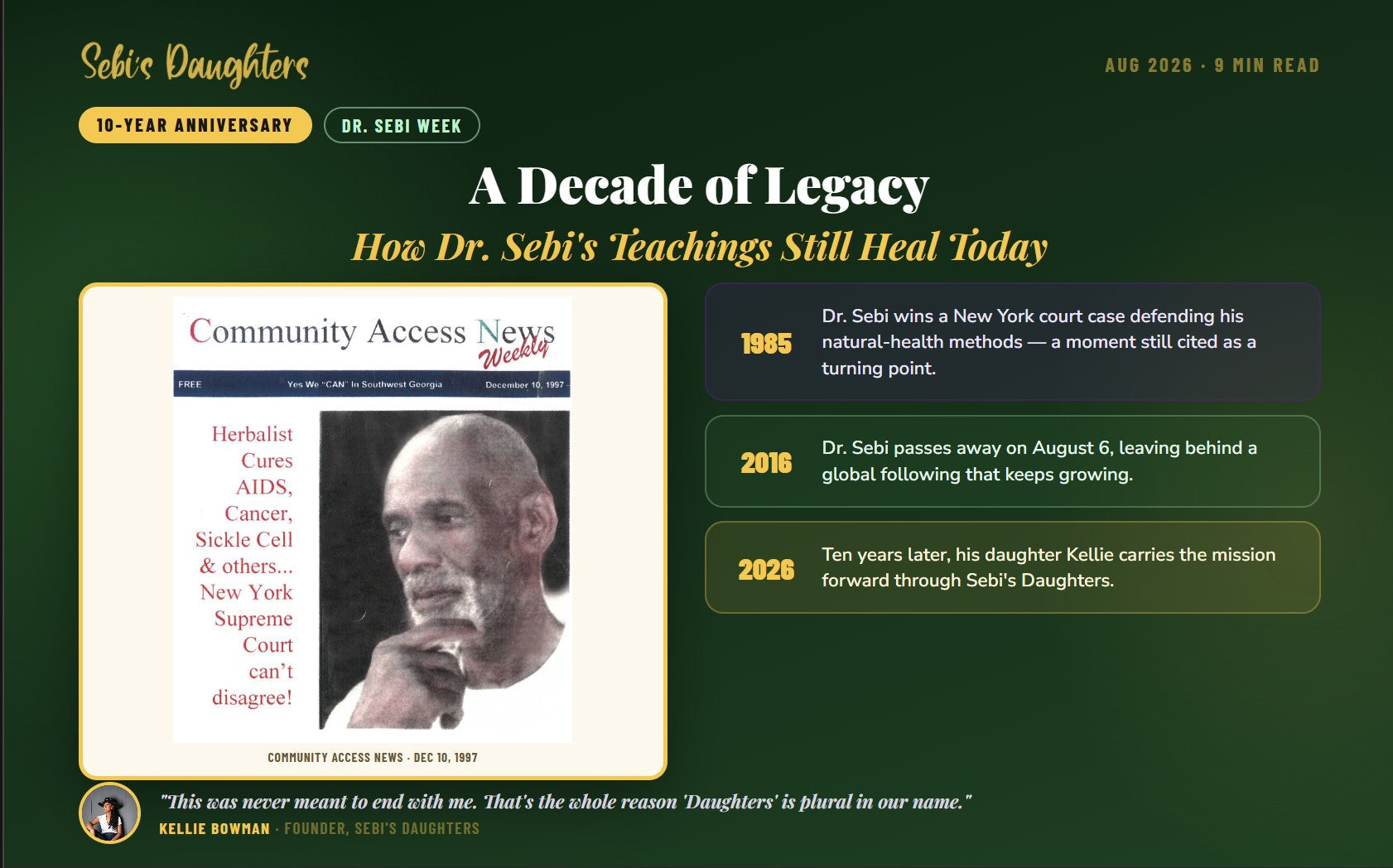 Dr. Sebi's 10 Year Legacy