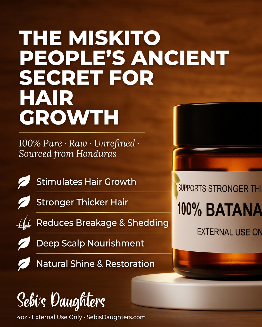 Authentic Batana Oil for Hair Growth | 100% Pure & Raw - 4 oz.
