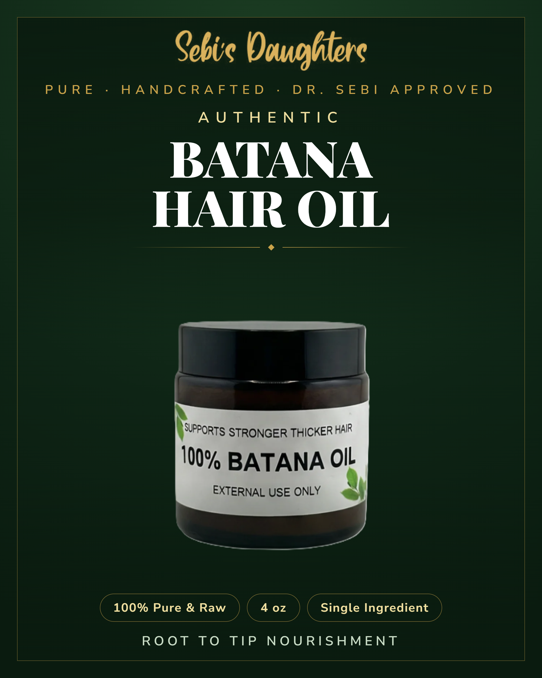 Authentic Batana Hair Oil for Growth | 100% Pure & Raw - 4 oz.