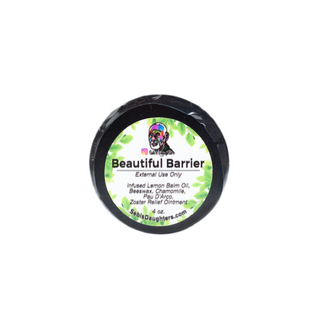 Sebis Dauhters Beautiful Barrier Product Label containing ointment for skin outbreaks.