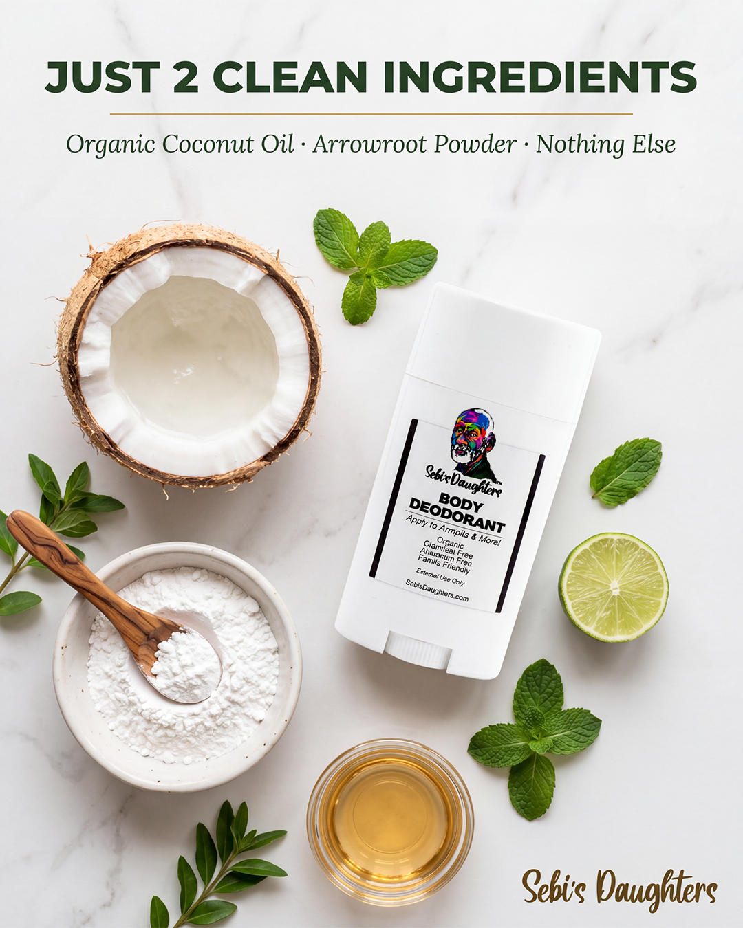 Alkaline Body Deodorant – Coconut & Arrowroot Formula | 3.0 oz