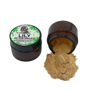 Lily of the Valley Powder by Sebi's Daughters with open jar of healing powder