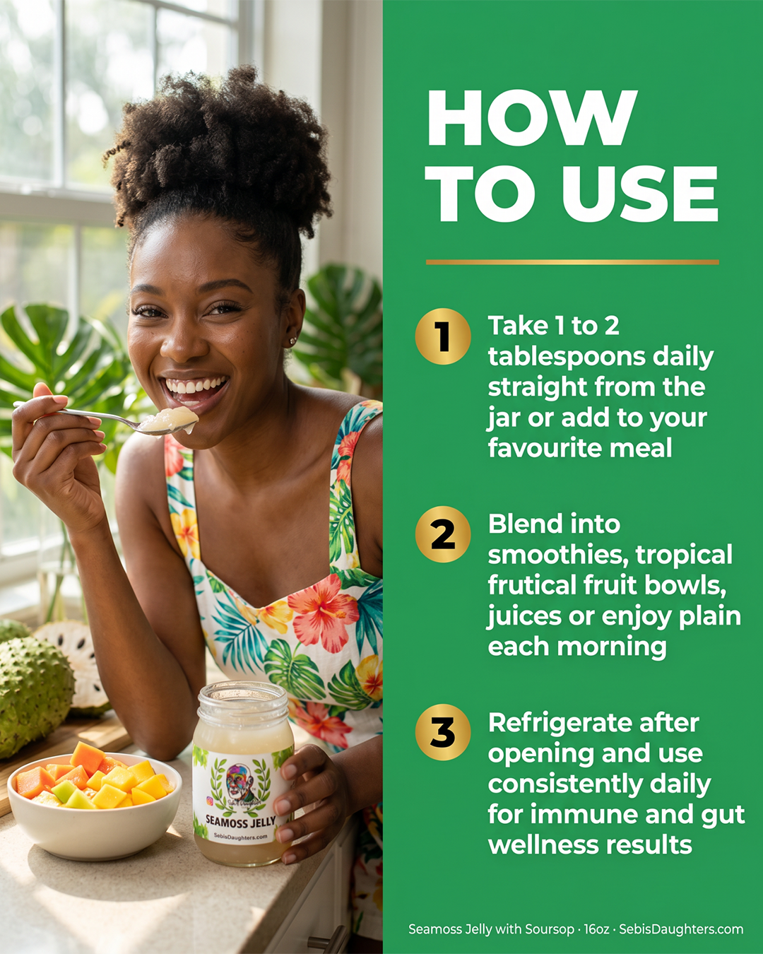 Organic Seamoss Jelly with Soursop – 16oz | The Tropical Immune & Cellular Wellness Jelly by Sebi's Daughters