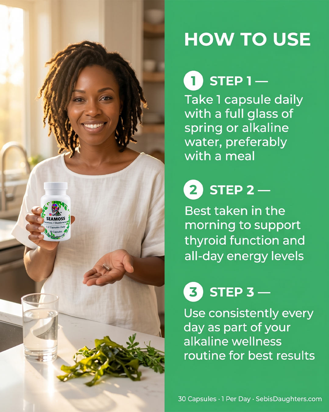 Organic Seamoss & Bladderwrack Capsules – Wildcrafted, Mineral-Rich Daily Wellness Support