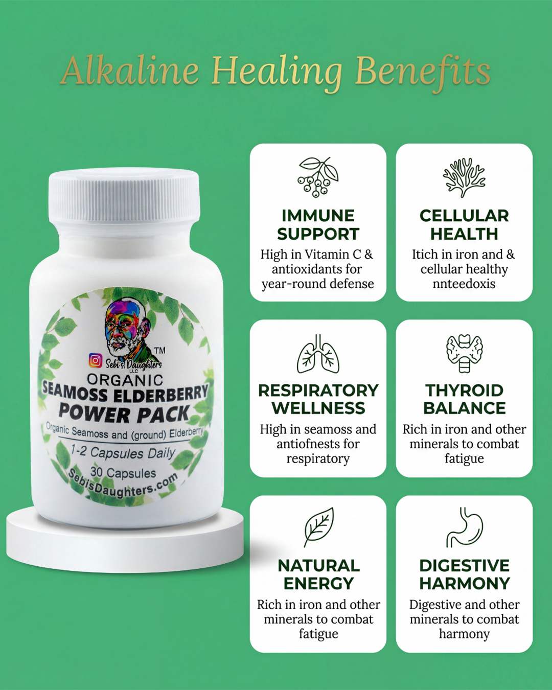 Organic Seamoss & Elderberry Capsules – Plant-Based Immune & Vitality Support