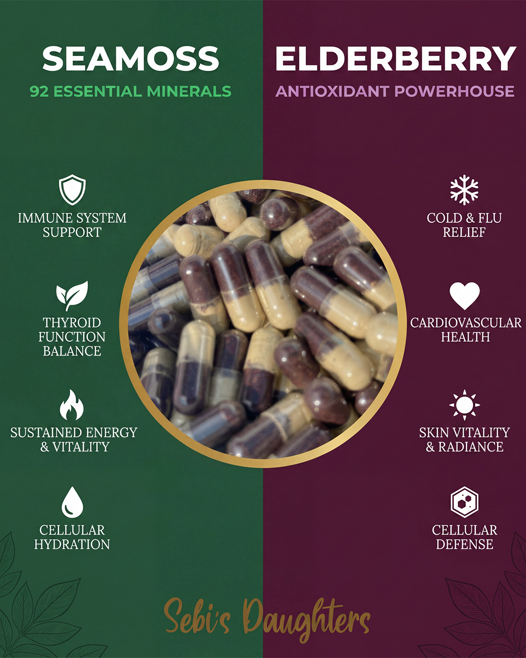 Organic Seamoss & Elderberry Capsules – Plant-Based Immune & Vitality Support