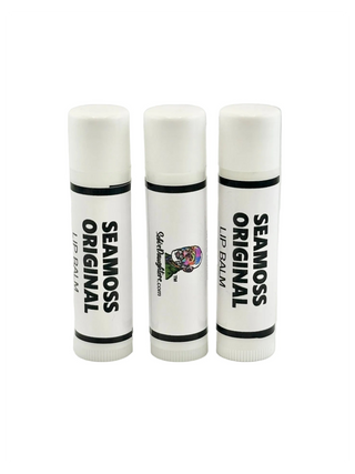 Organic Seamoss Original Lip Balm (3-Pack) sticks with 'Seamoss Original' branding on a white background