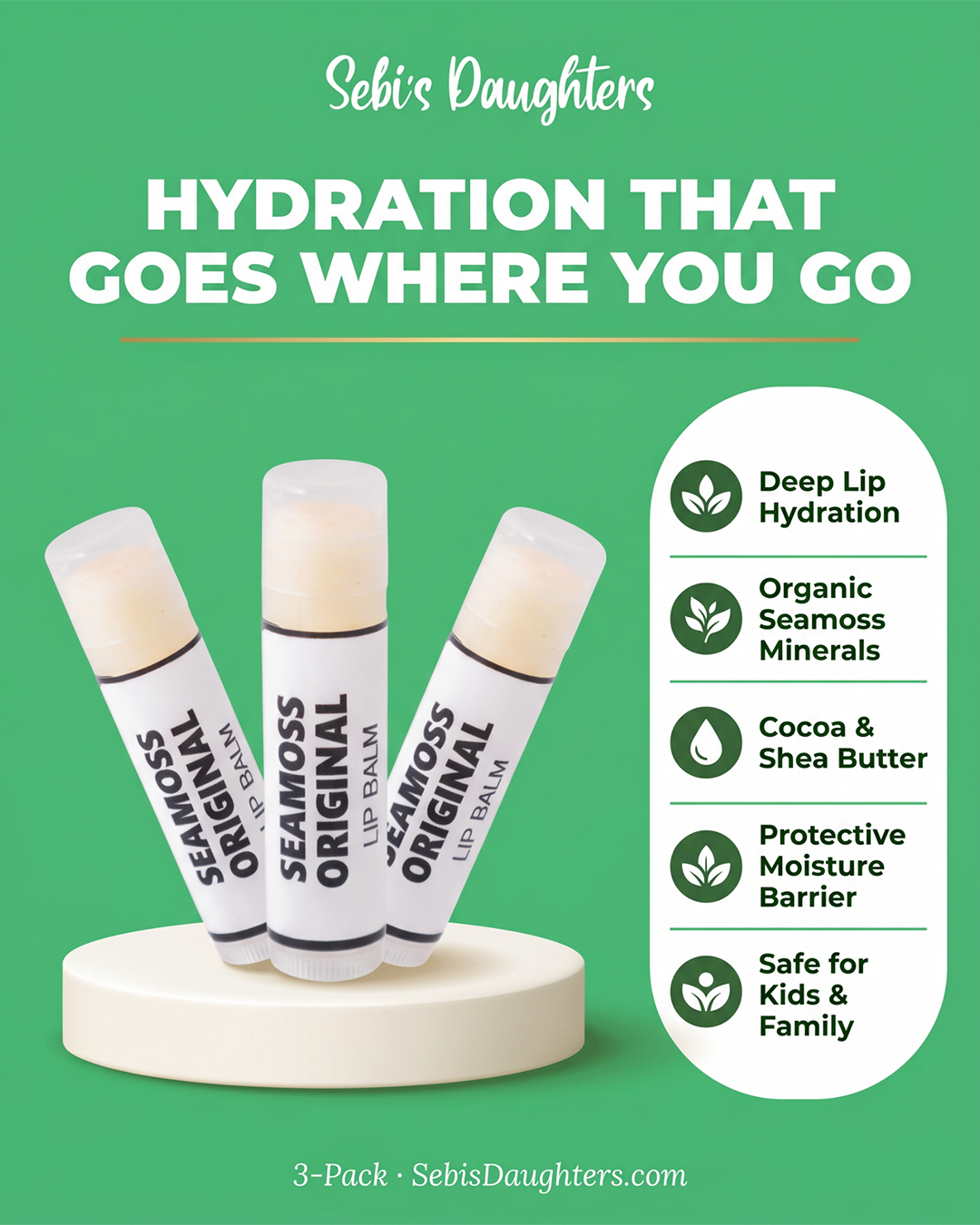 Organic Seamoss Original Lip Balm (3-Pack)