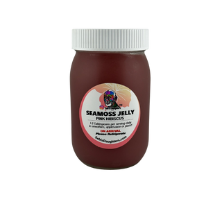 Image of Pink Hibiscus Seamoss Jelly by Sebis Daughters LLC in Canister with label.