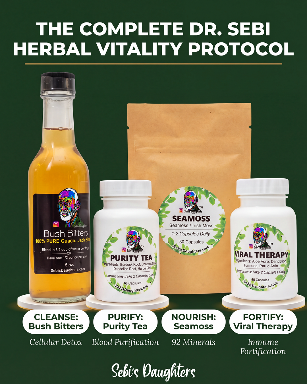 Sacred Vitality Immune Support Bundle – The Complete Herbal Vitality Supplement Protocol by Dr. Sebi's Daughters